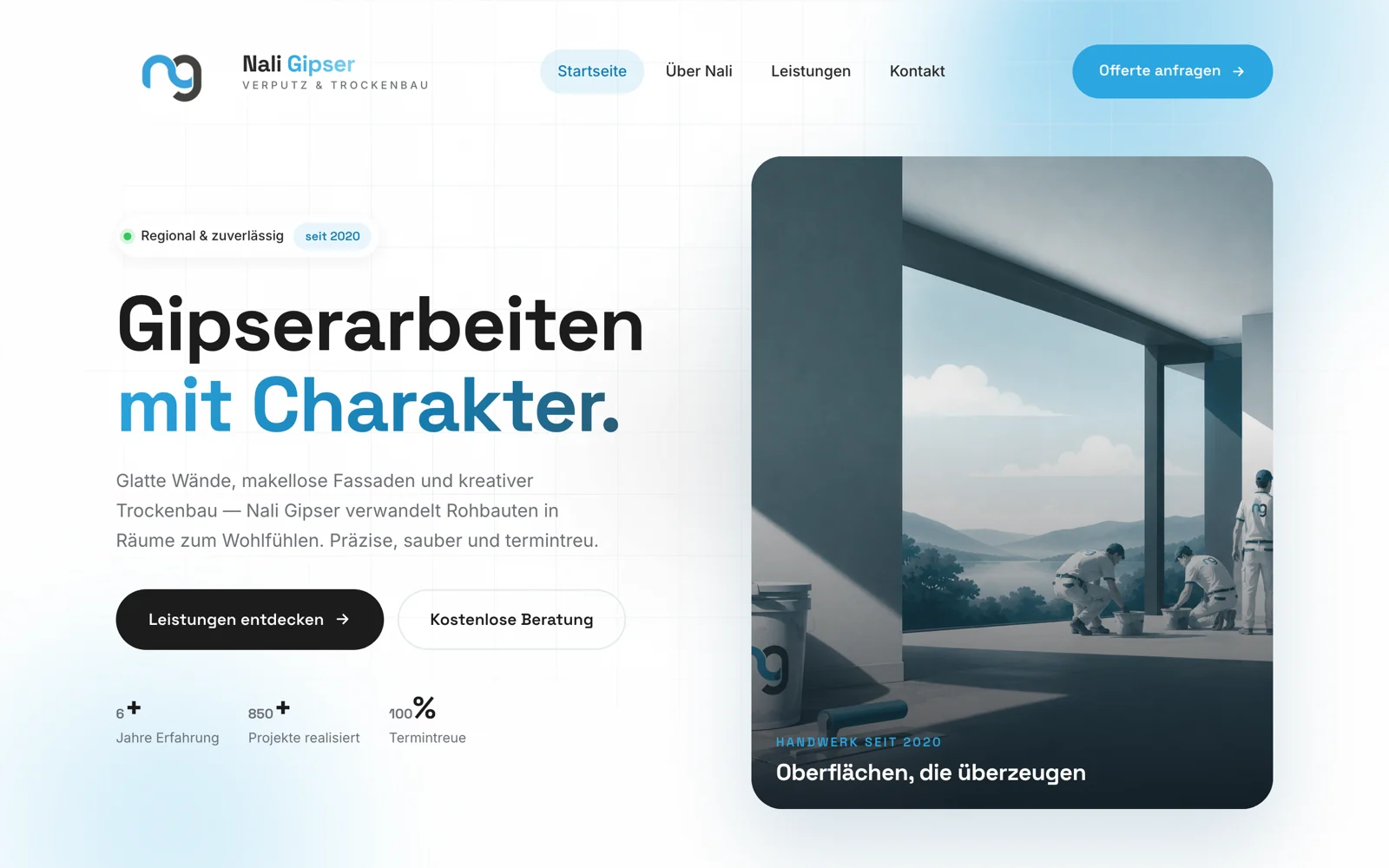 Website der Nali Gipser GmbH